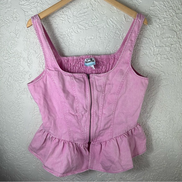 Future Collective | Pink Denim Corset Sleeveless Top Limited Edition Size L - Picture 4 of 13